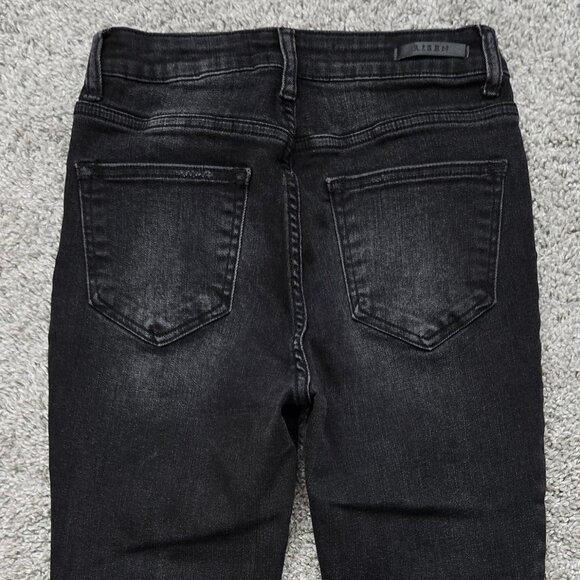 Risen Black Skinny Jeans Women's High Rise Distressed Knee Tight Look Size 26 - Picture 4 of 9
